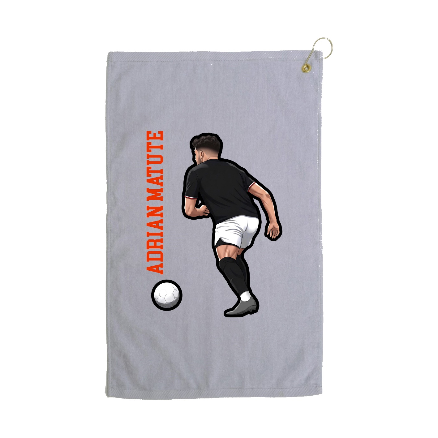 Golf Towel — Name Vertical in Grey