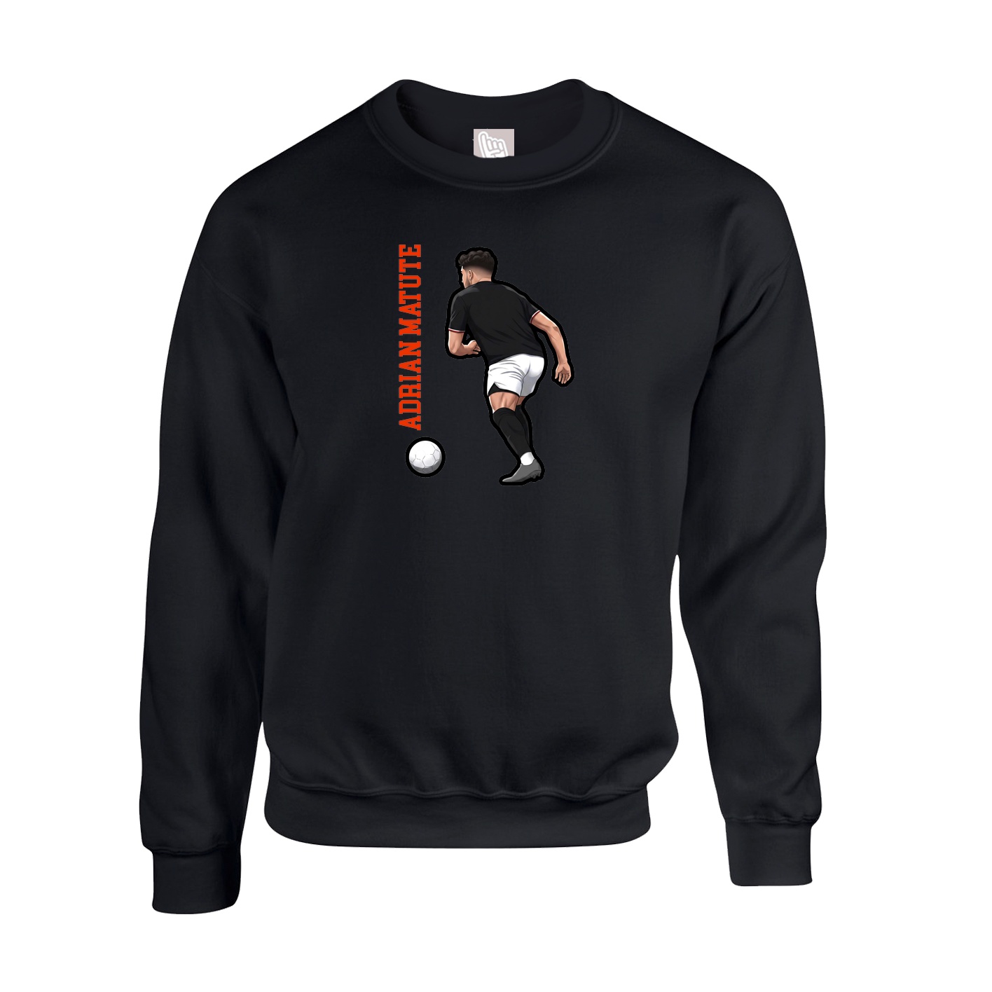 Fleece Crew — Name Vertical in Black