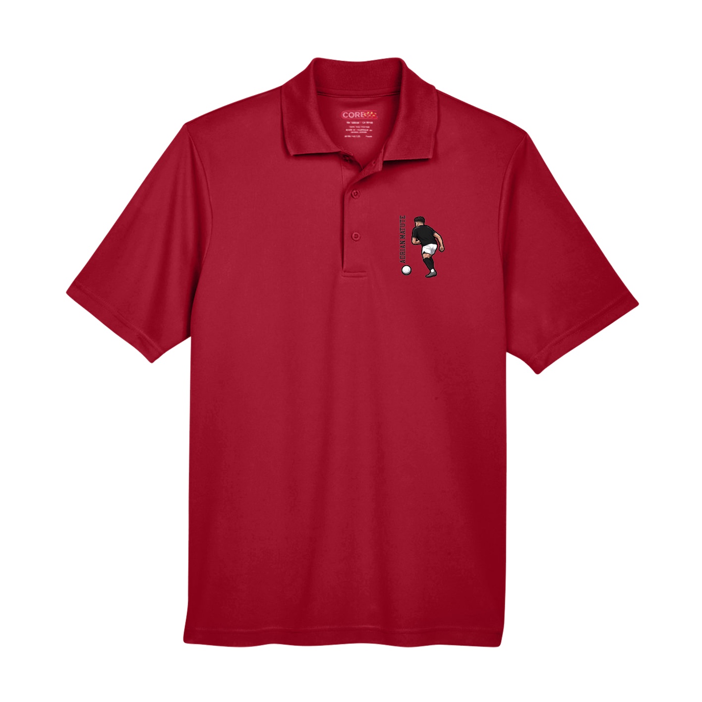Performance Polo — Name Vertical in Red
