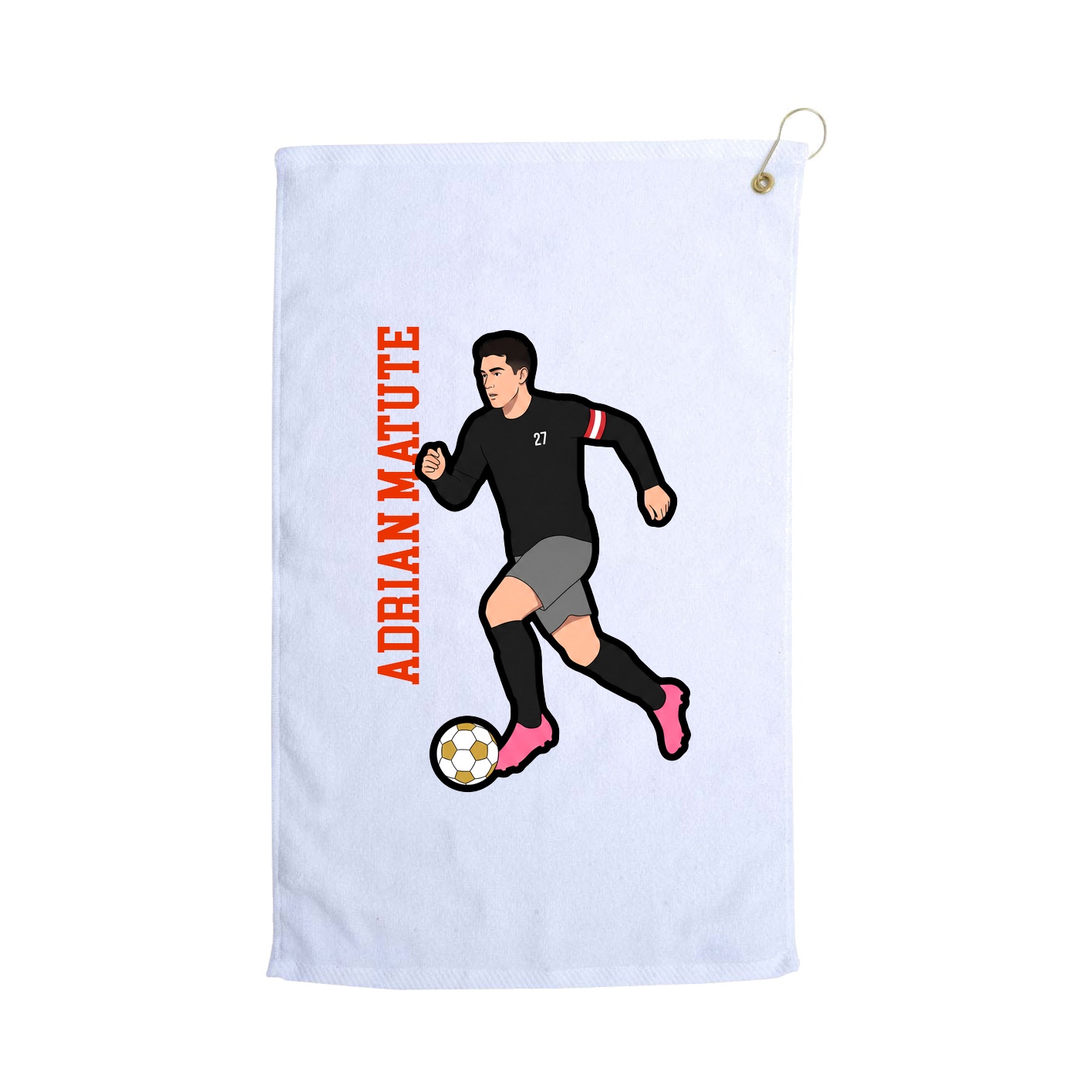 Golf Towel — Name Vertical in White