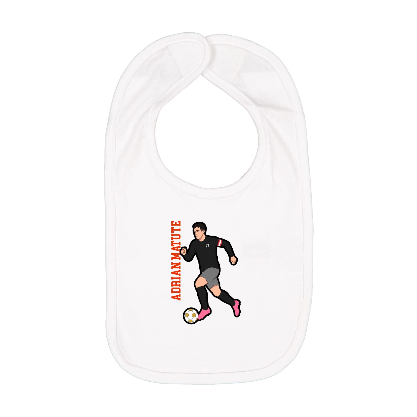 Infant Bib — Name Vertical in White