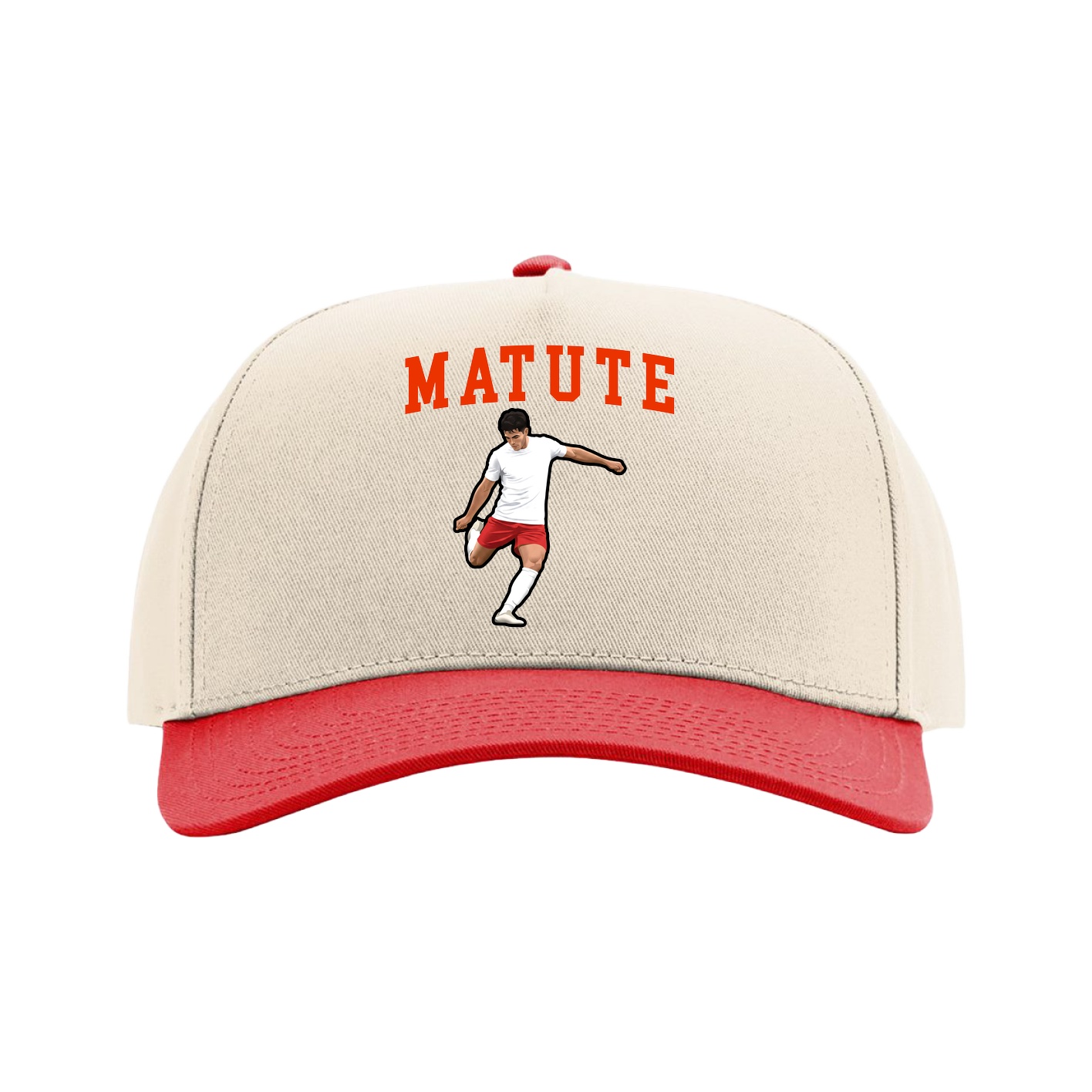 Full Fabric Five-Panel Champ Cap — Shirsey in Cream/Red
