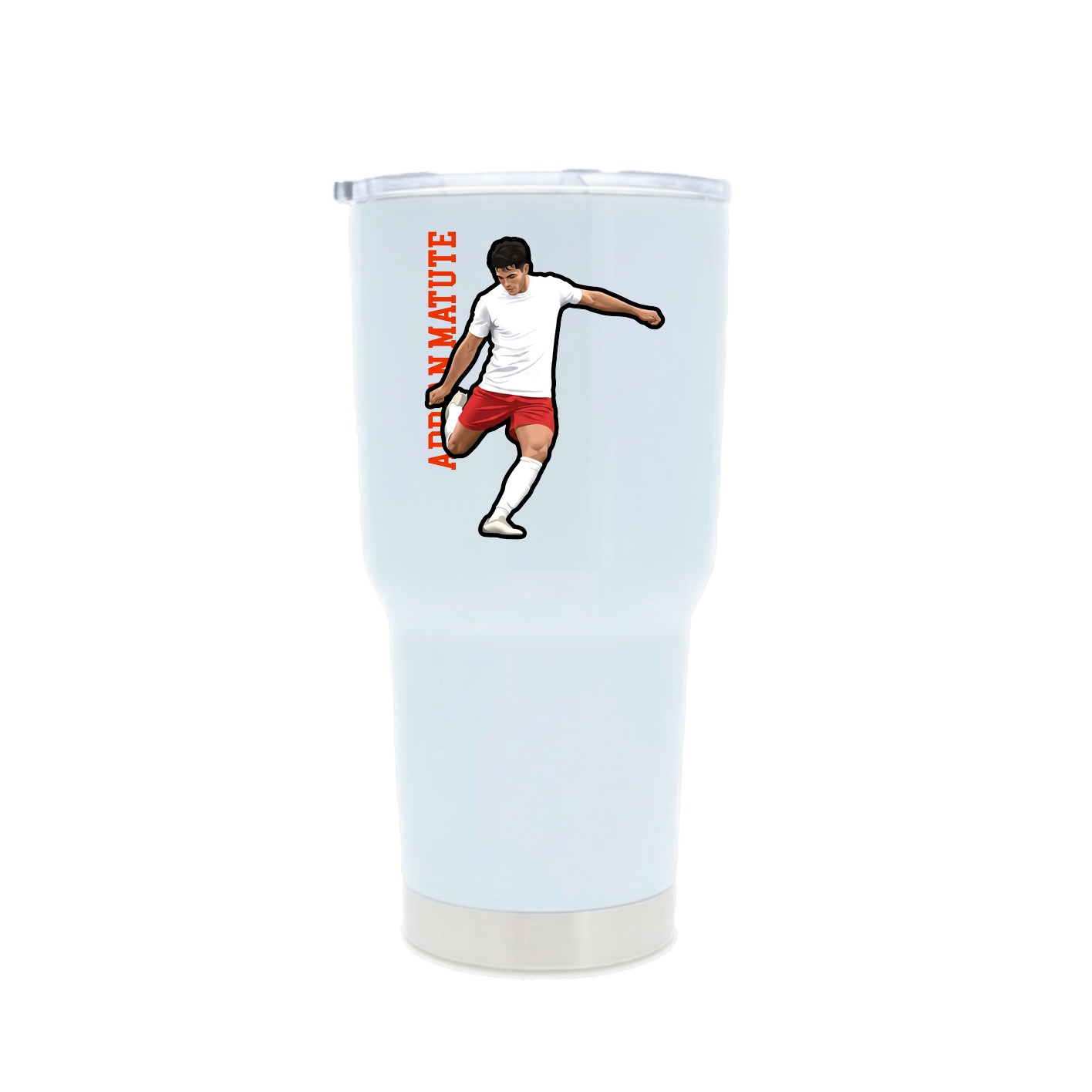 30oz Stainless Steel Tumbler — Name Vertical in White
