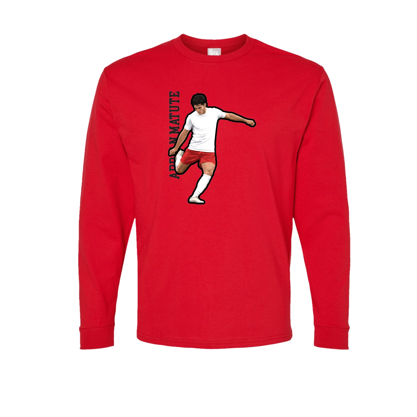 Long Sleeve Tee — Name Vertical in Red