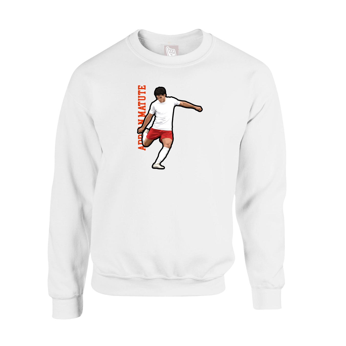 Fleece Crew — Name Vertical in White