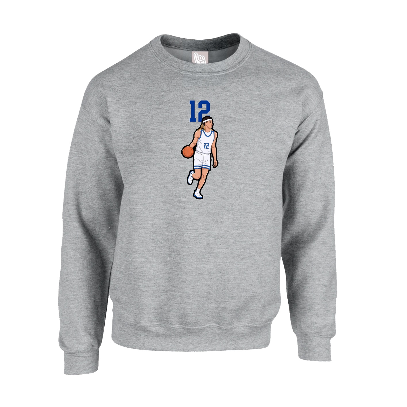 Fleece Crew — Number Top in Grey
