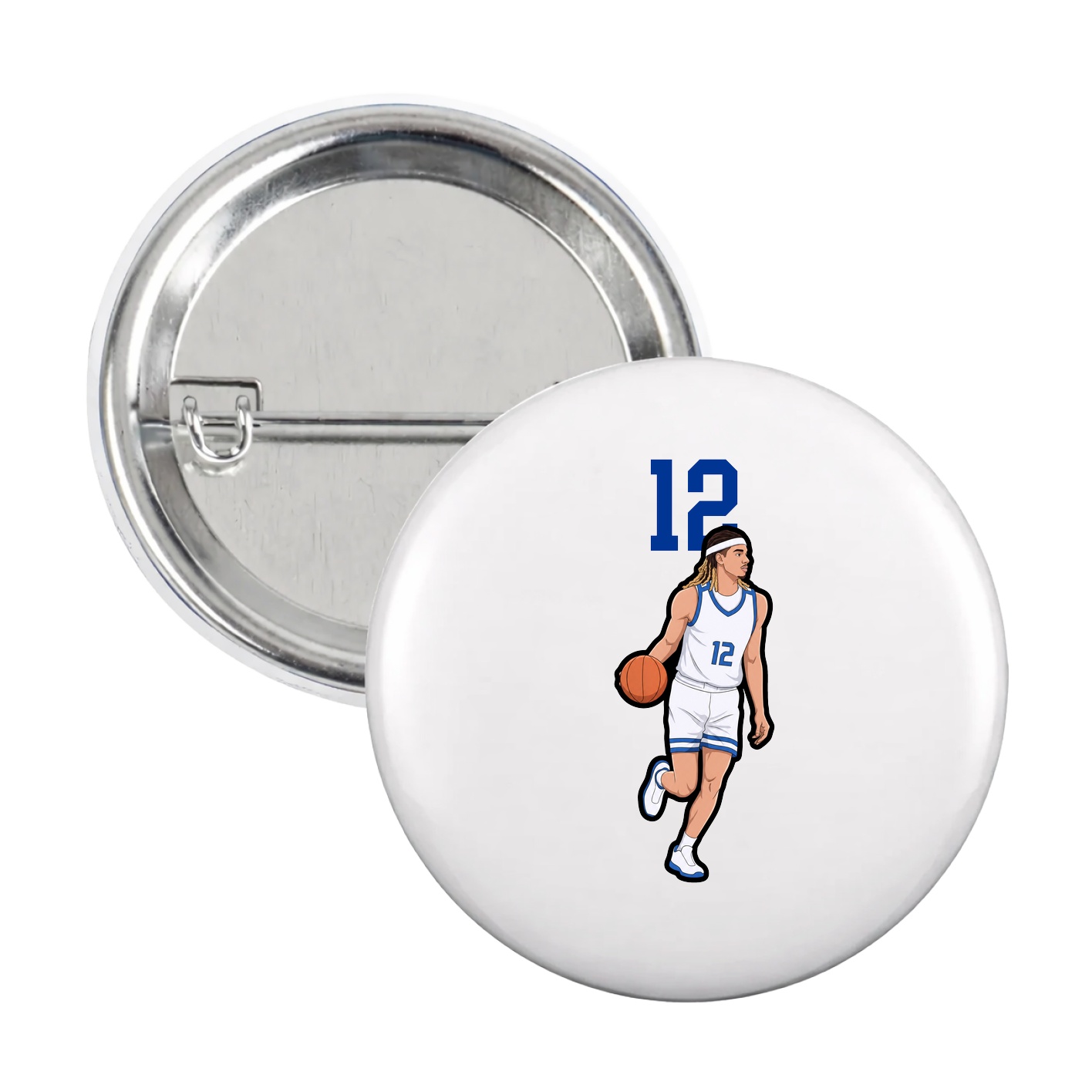 Game Day Button — Number Top in White