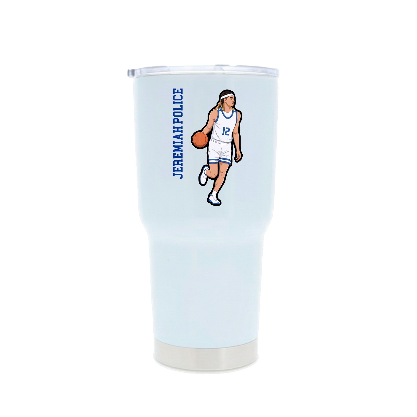 30oz Stainless Steel Tumbler — Name Vertical in White