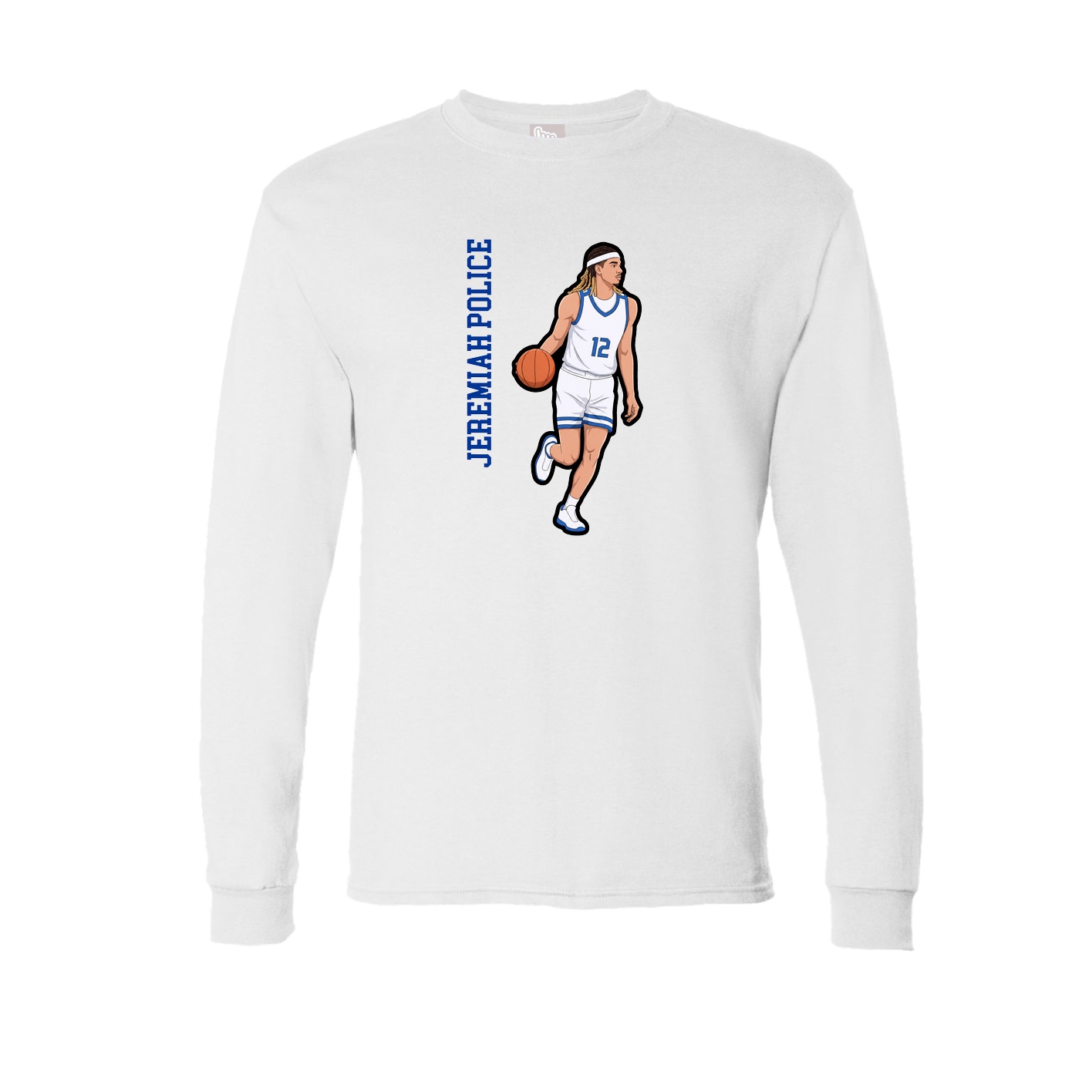 Long Sleeve Tee — Name Vertical in White