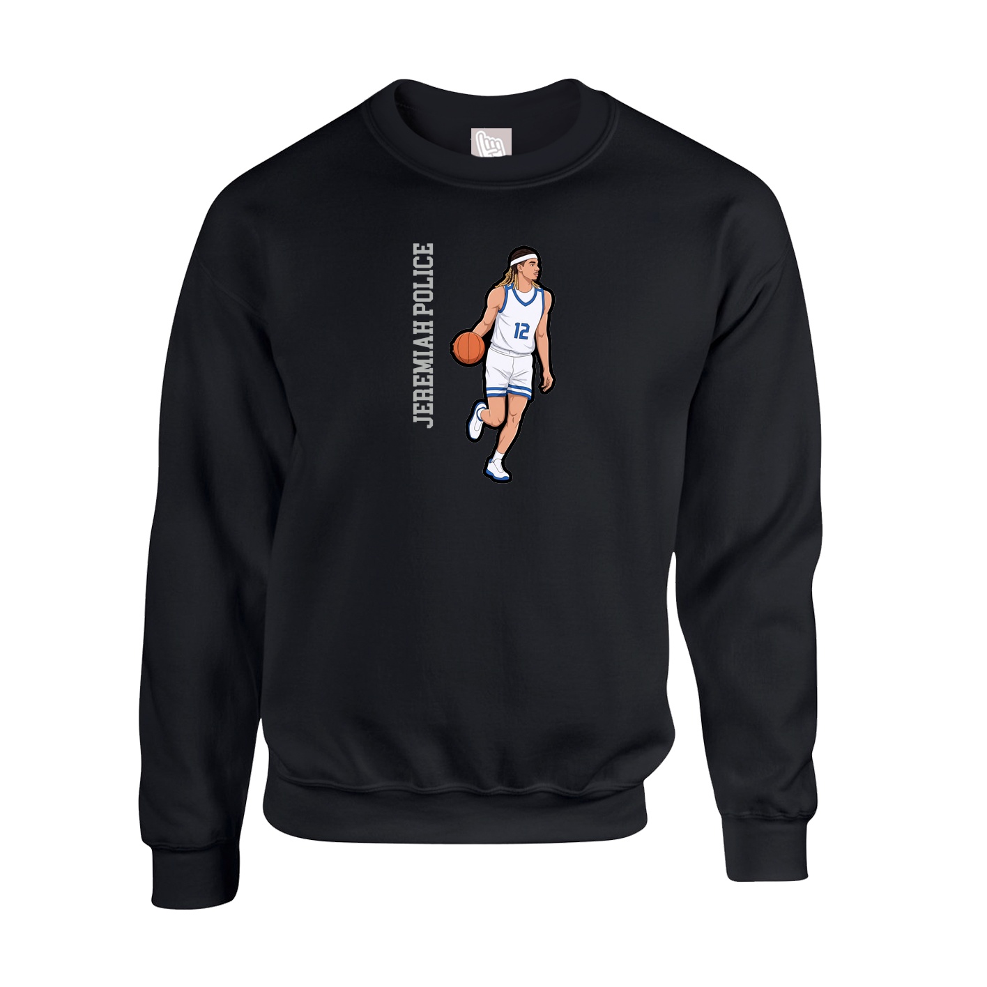 Fleece Crew — Name Vertical in Black