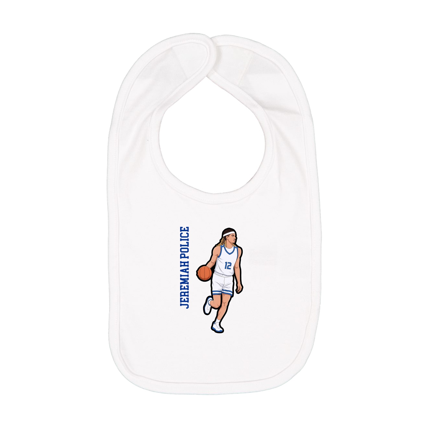 Infant Bib — Name Vertical in White