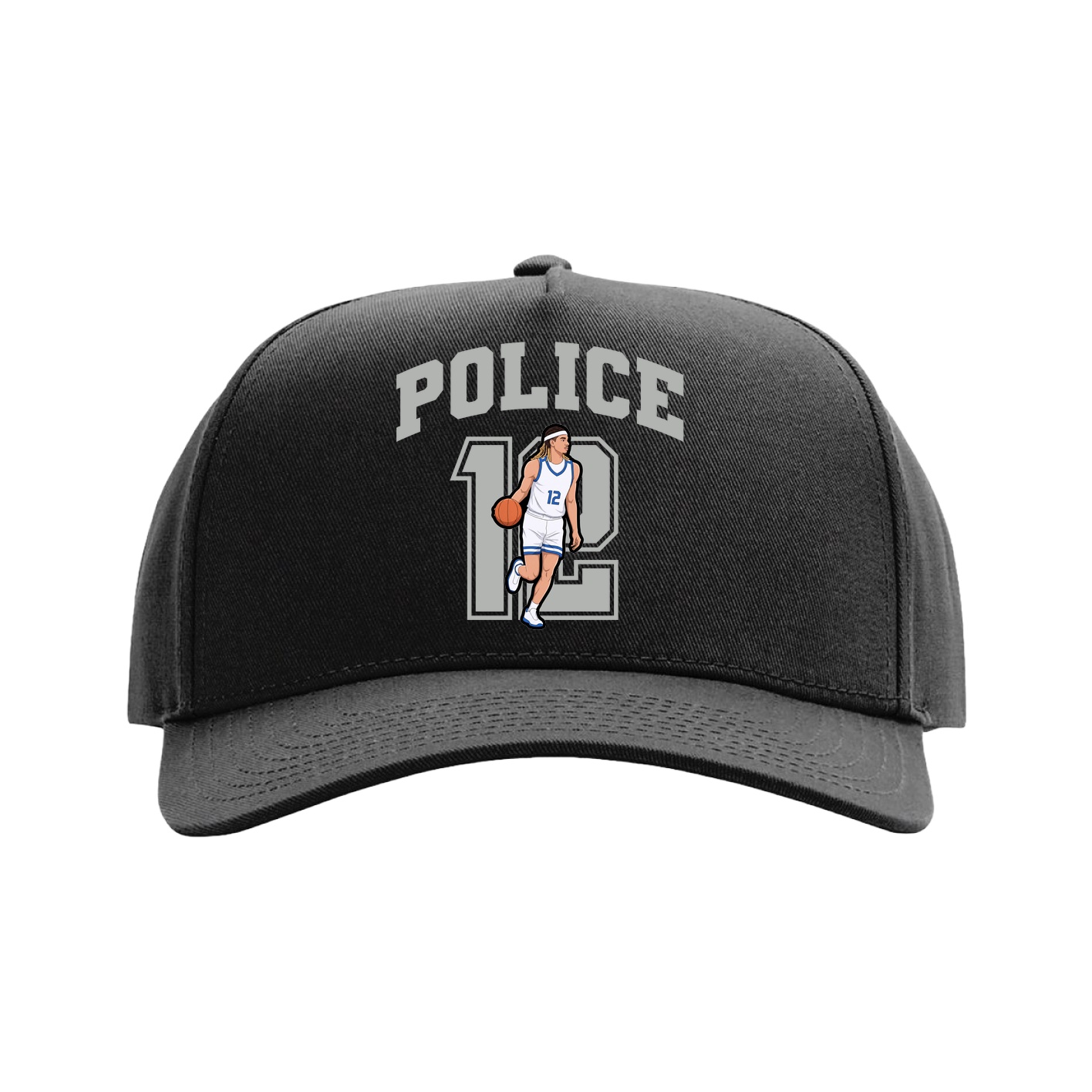 Full Fabric Five-Panel Champ Cap — Number in Black