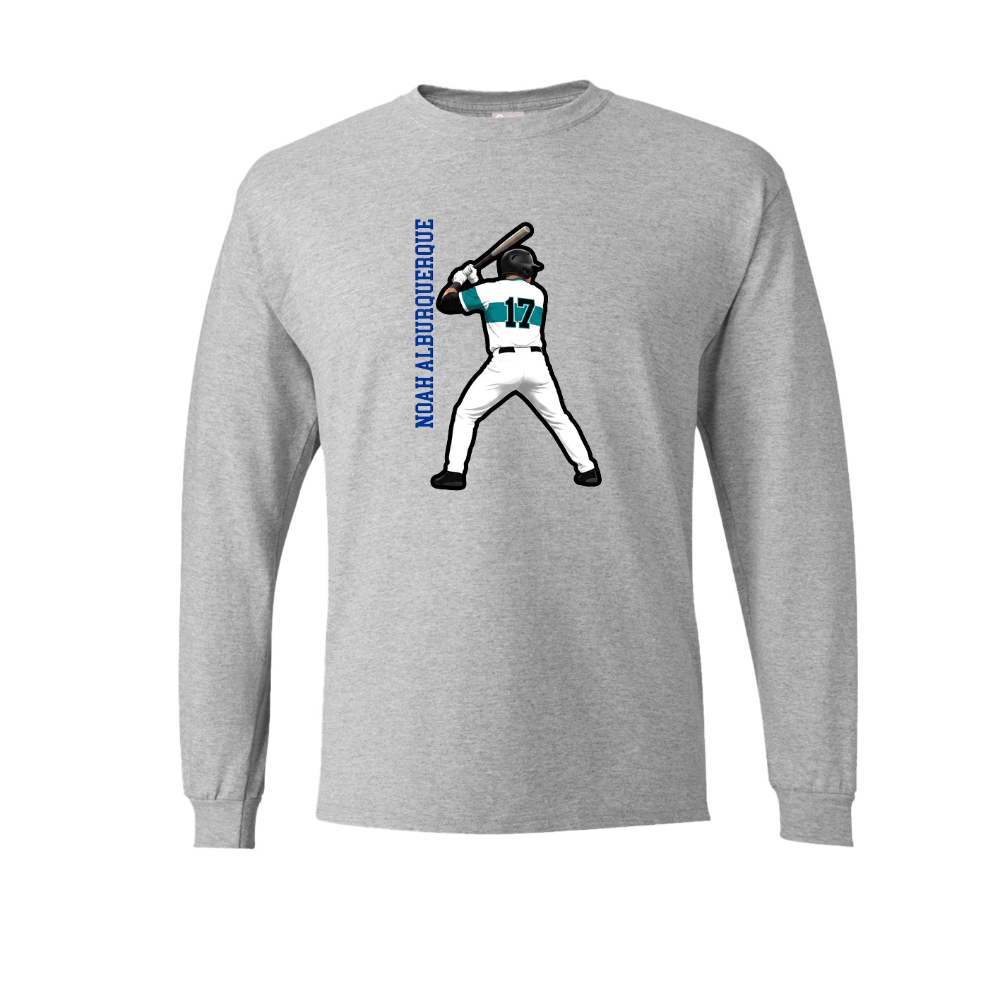 Long Sleeve Tee — Name Vertical in Grey