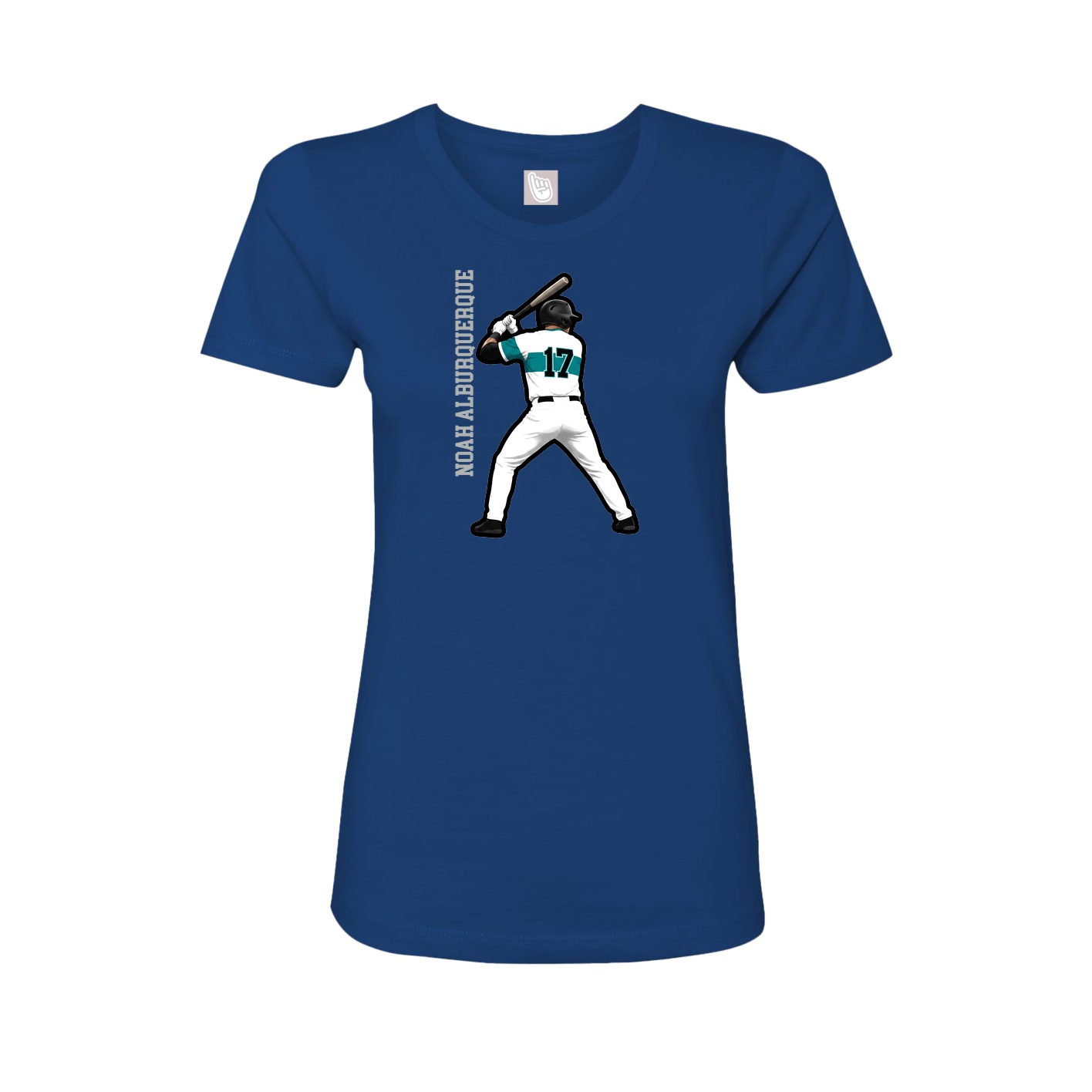 Fitted Women's Tee — Name Vertical in Royal