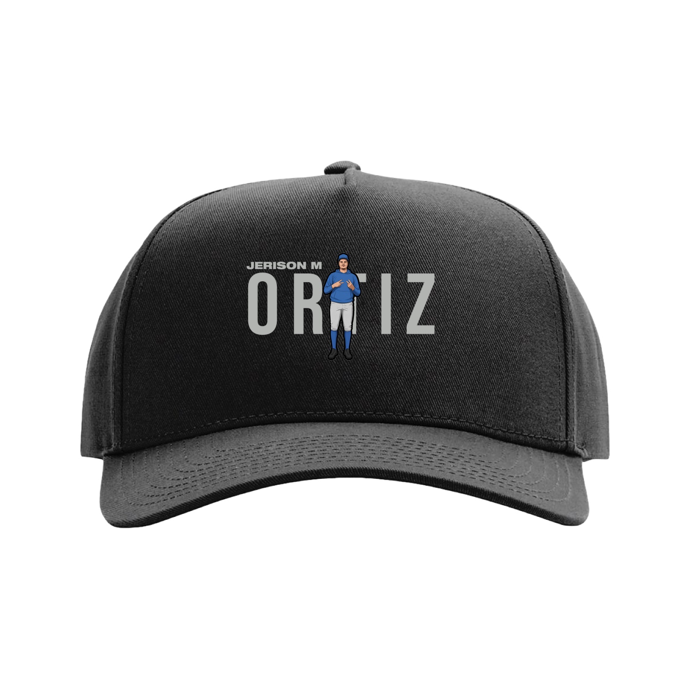 Full Fabric Five-Panel Champ Cap — Player Name in Black