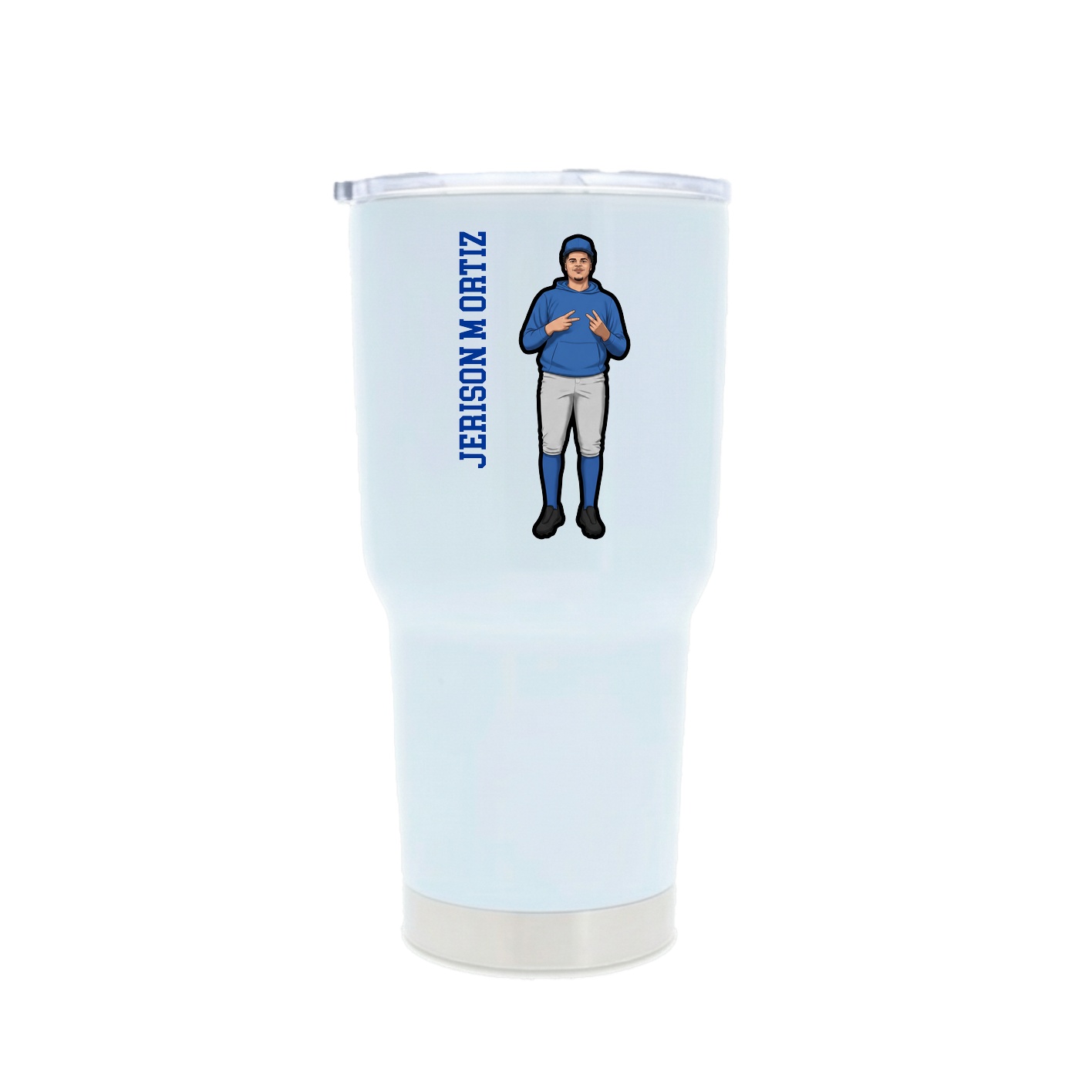 30oz Stainless Steel Tumbler — Name Vertical in White