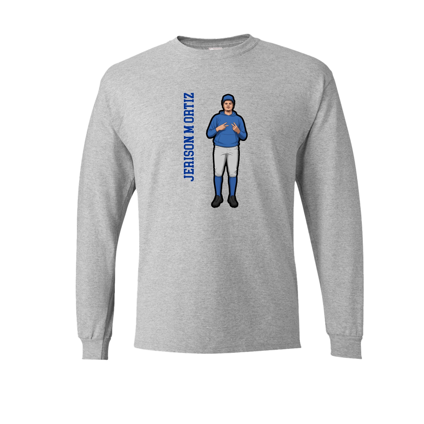Long Sleeve Tee — Name Vertical in Grey