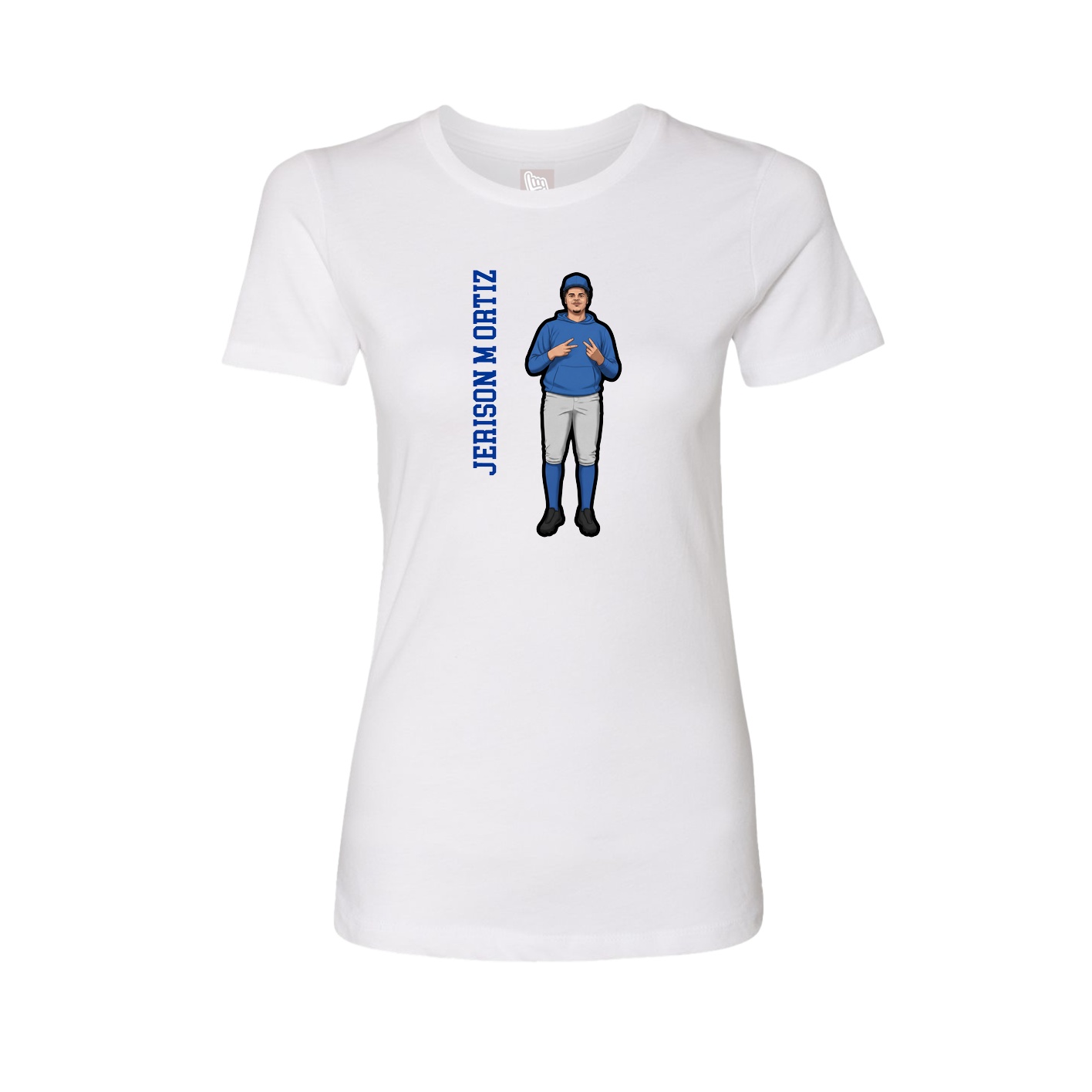 Womens Tee — Name Vertical in White