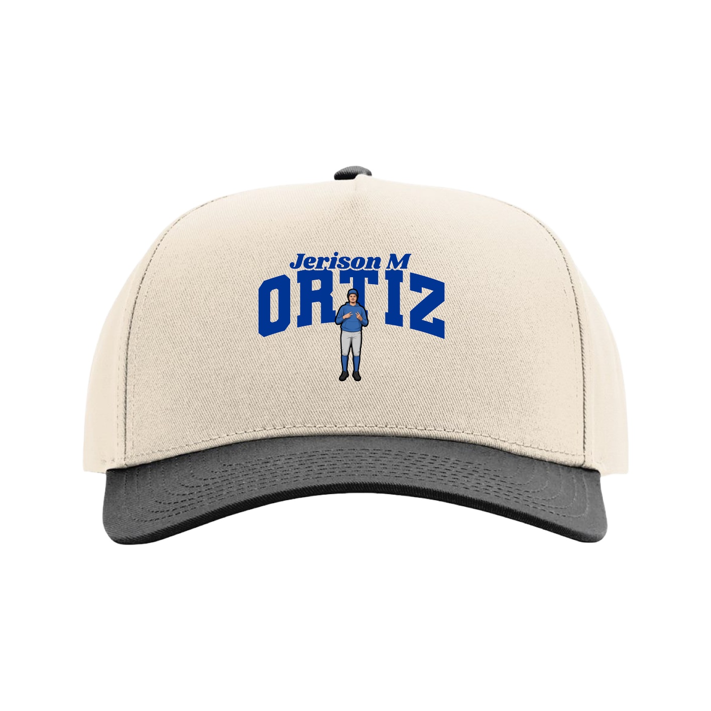 Full Fabric Five-Panel Champ Cap — Signature Arch in Cream/Black