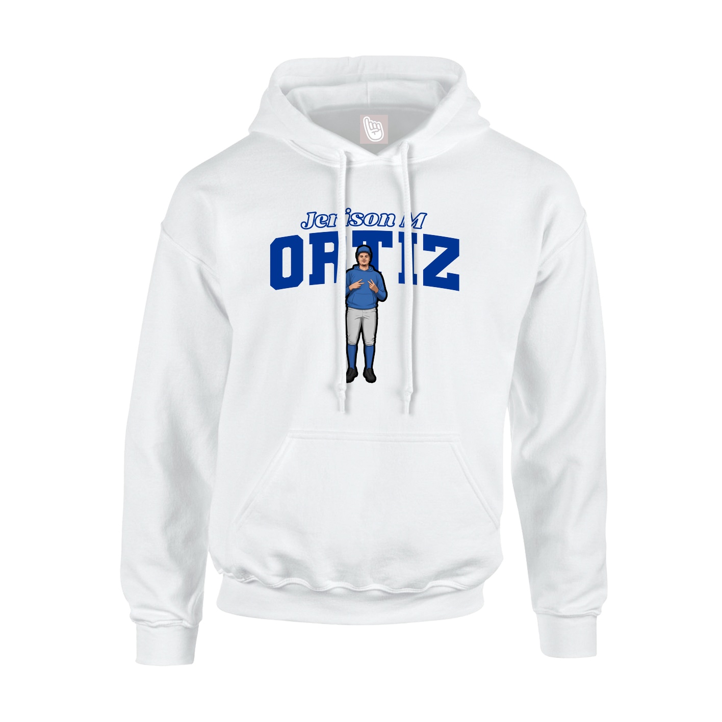 Youth Hoodie — Name Arch in White