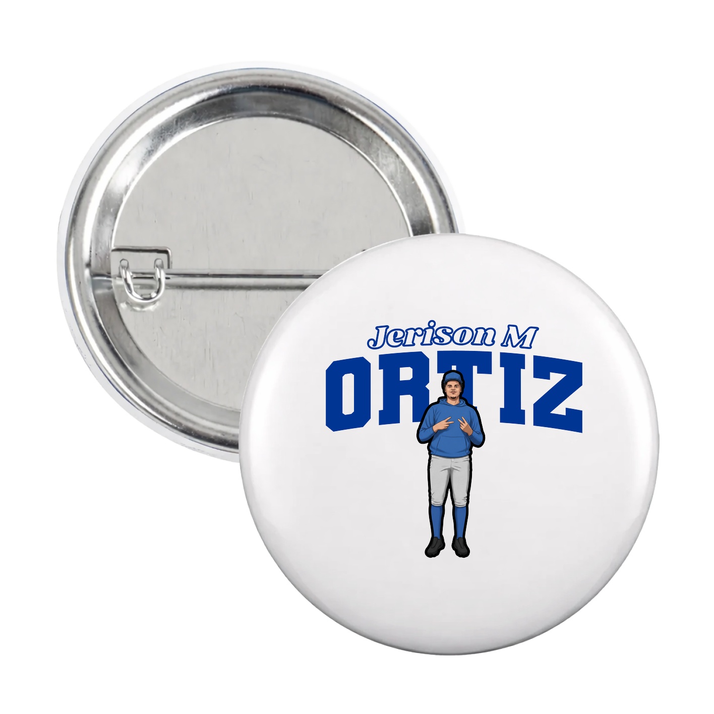 Game Day Button — Name Arch in White