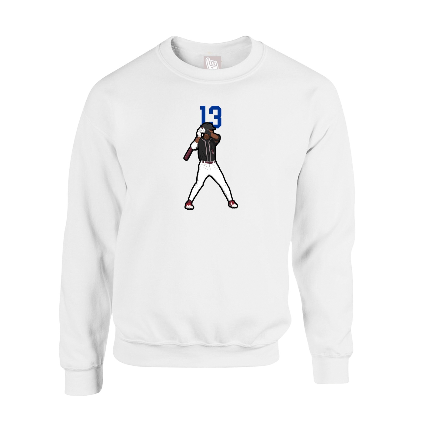 Fleece Crew — Number Top in White