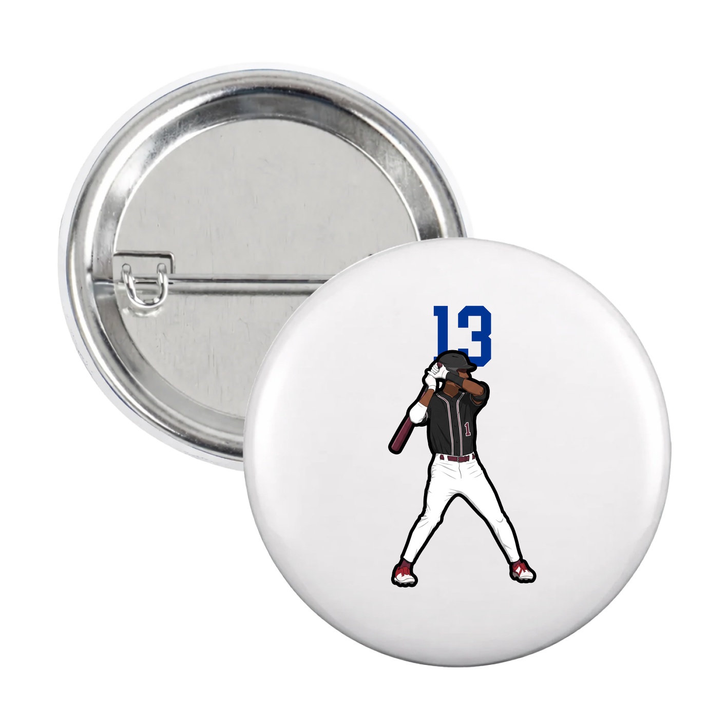 Game Day Button — Number Top in White