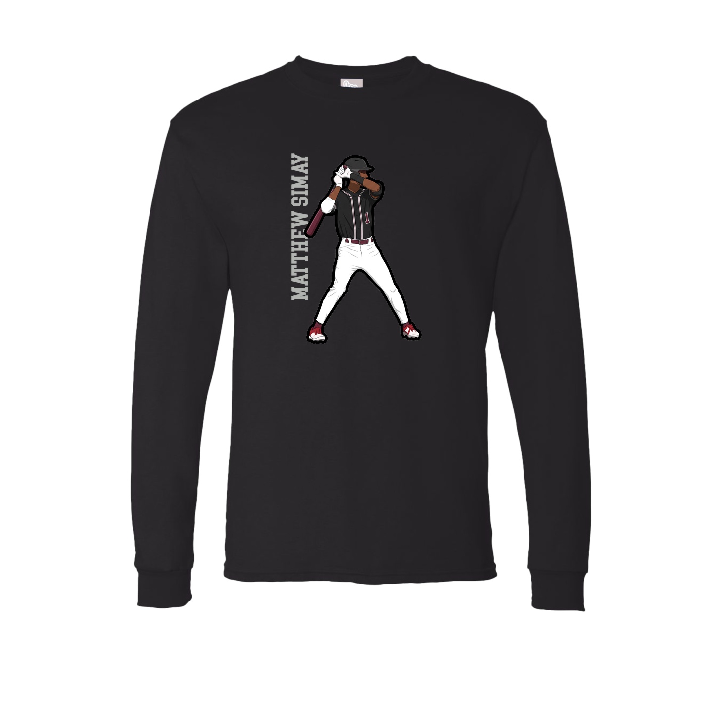 Long Sleeve Tee — Name Vertical in Black