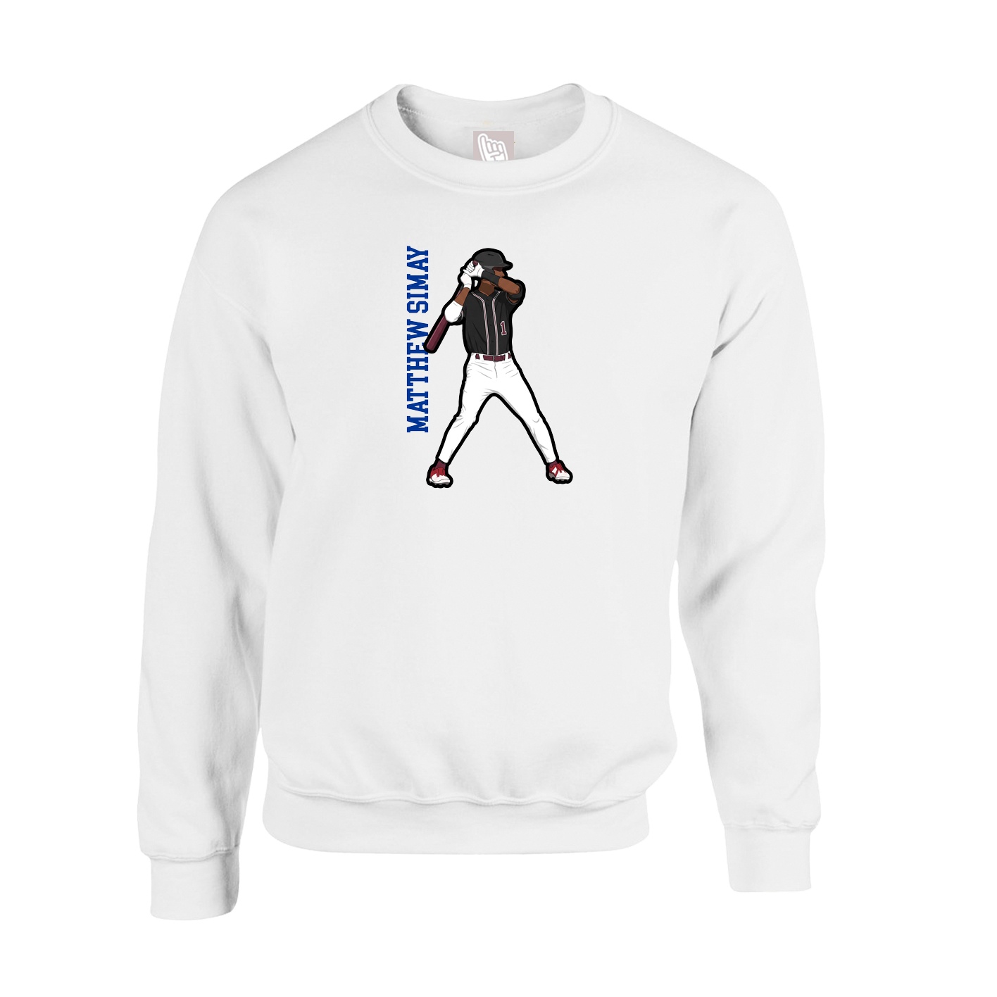 Fleece Crew — Name Vertical in White