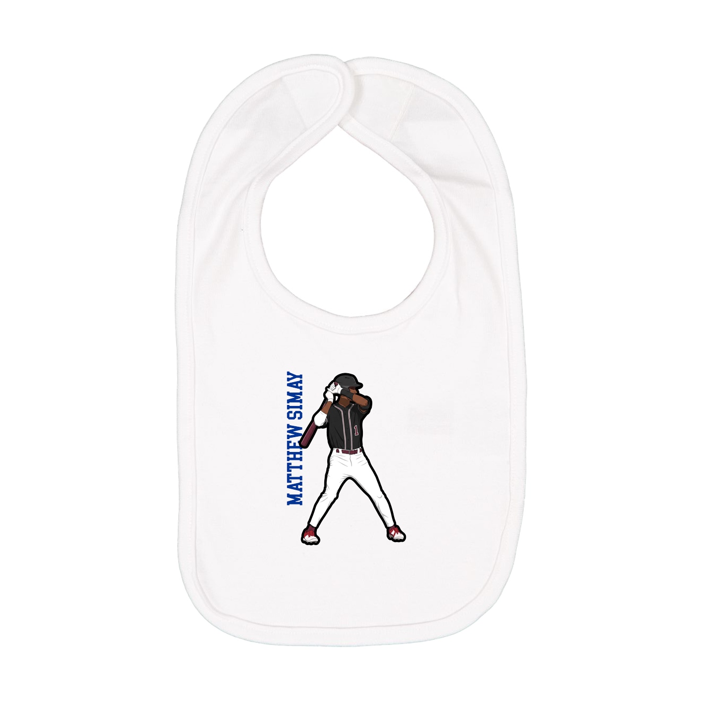 Infant Bib — Name Vertical in White