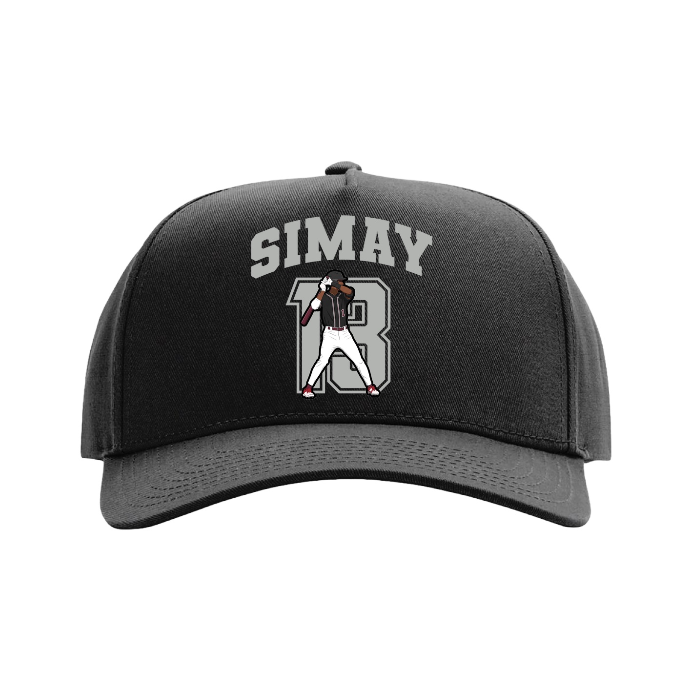 Full Fabric Five-Panel Champ Cap — Number in Black