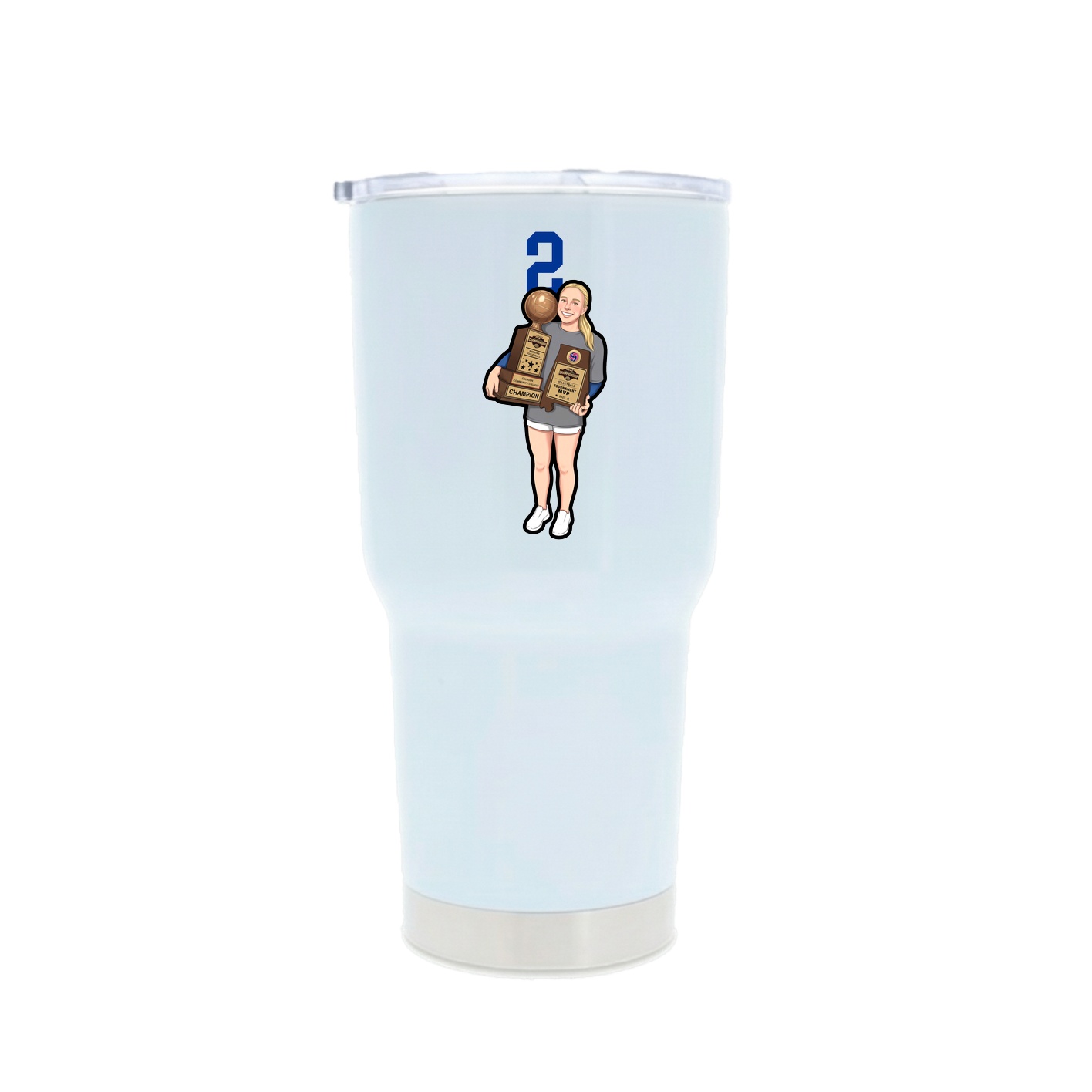30oz Stainless Steel Tumbler — Number Top in White