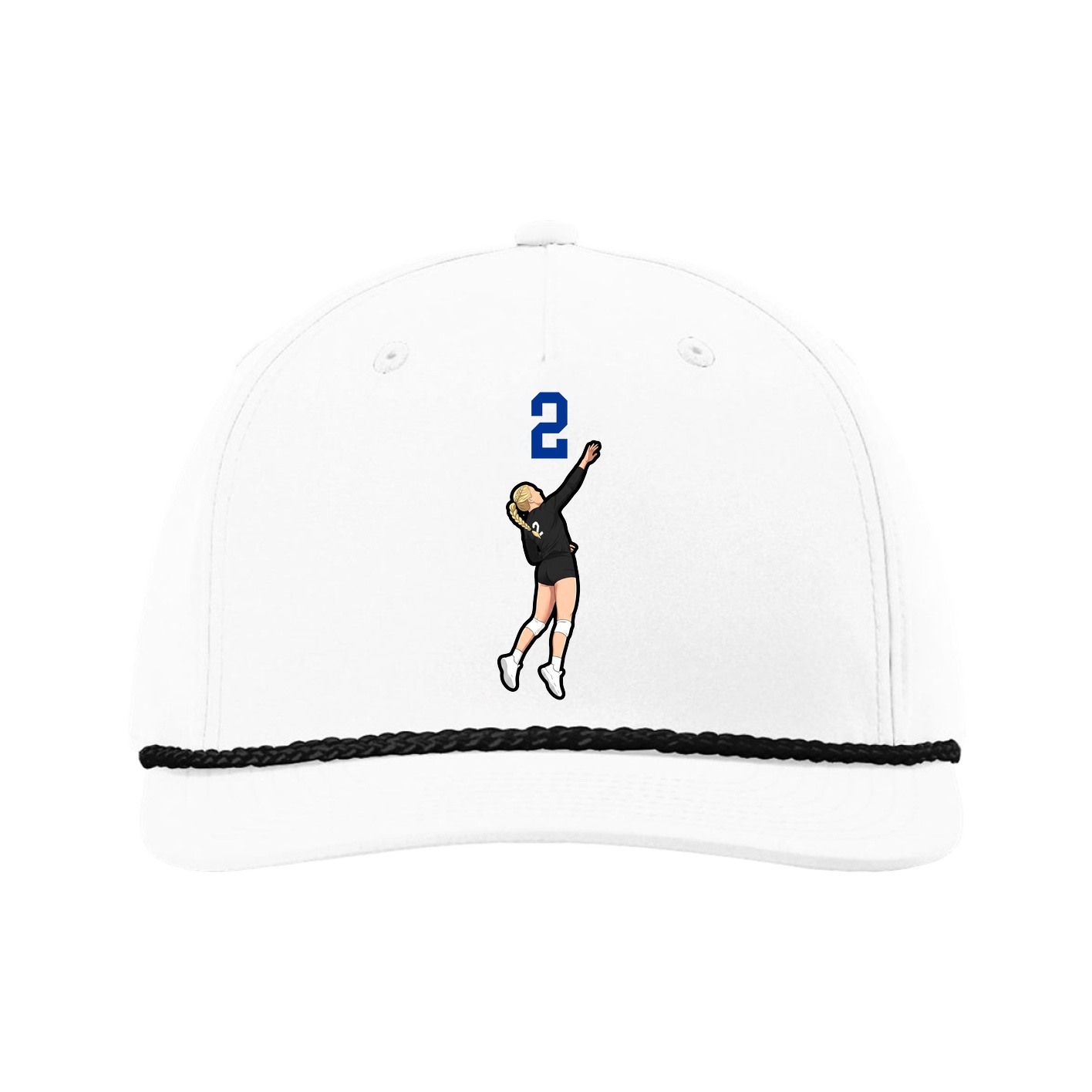 Five-Panel Classic Rope Cap — Number Top in White