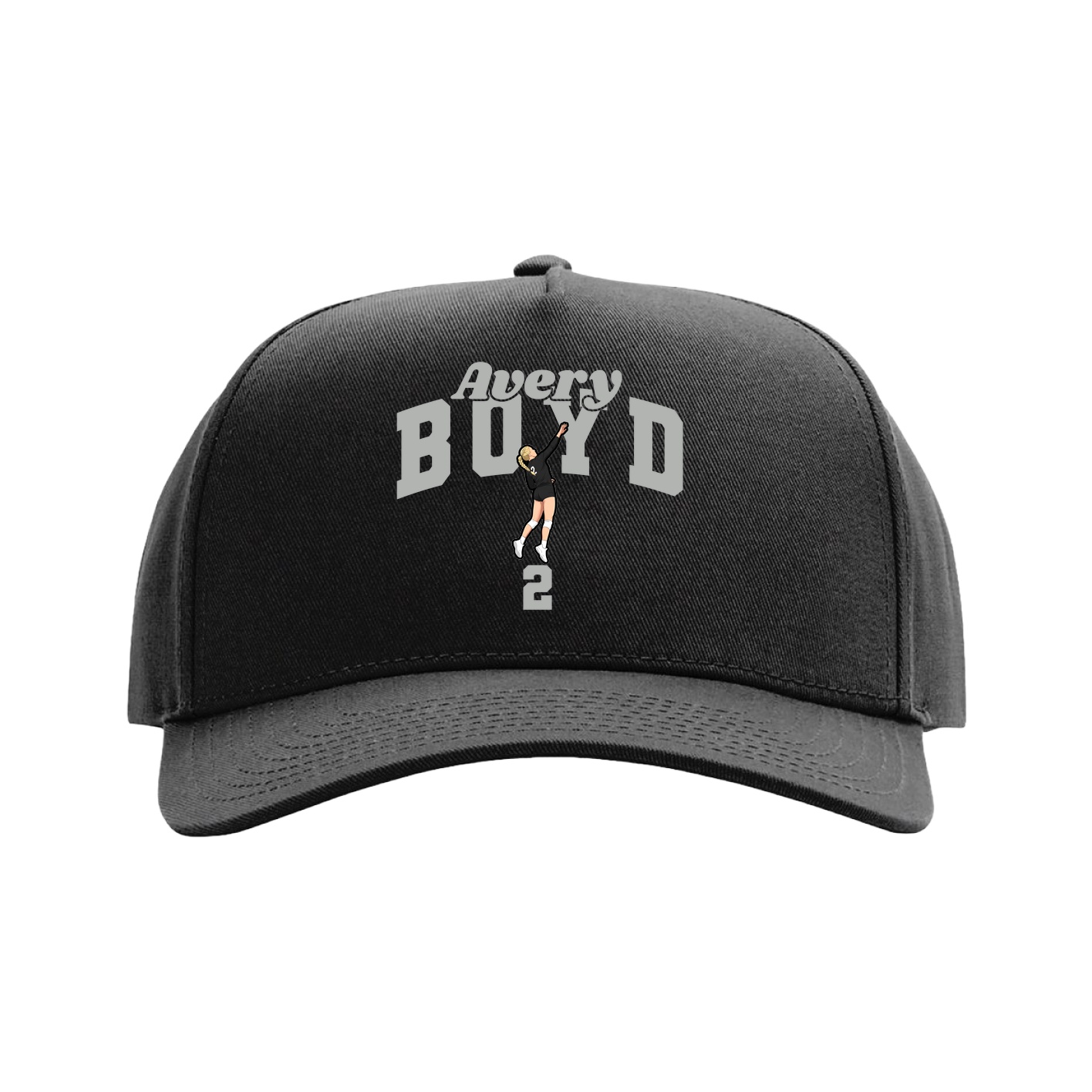 Full Fabric Five-Panel Champ Cap — Signature Arch in Black