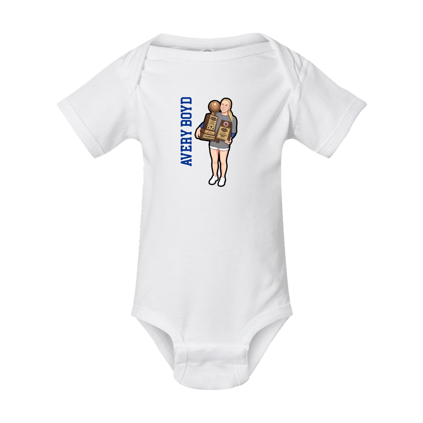 Baby Onesie — Name Vertical in White