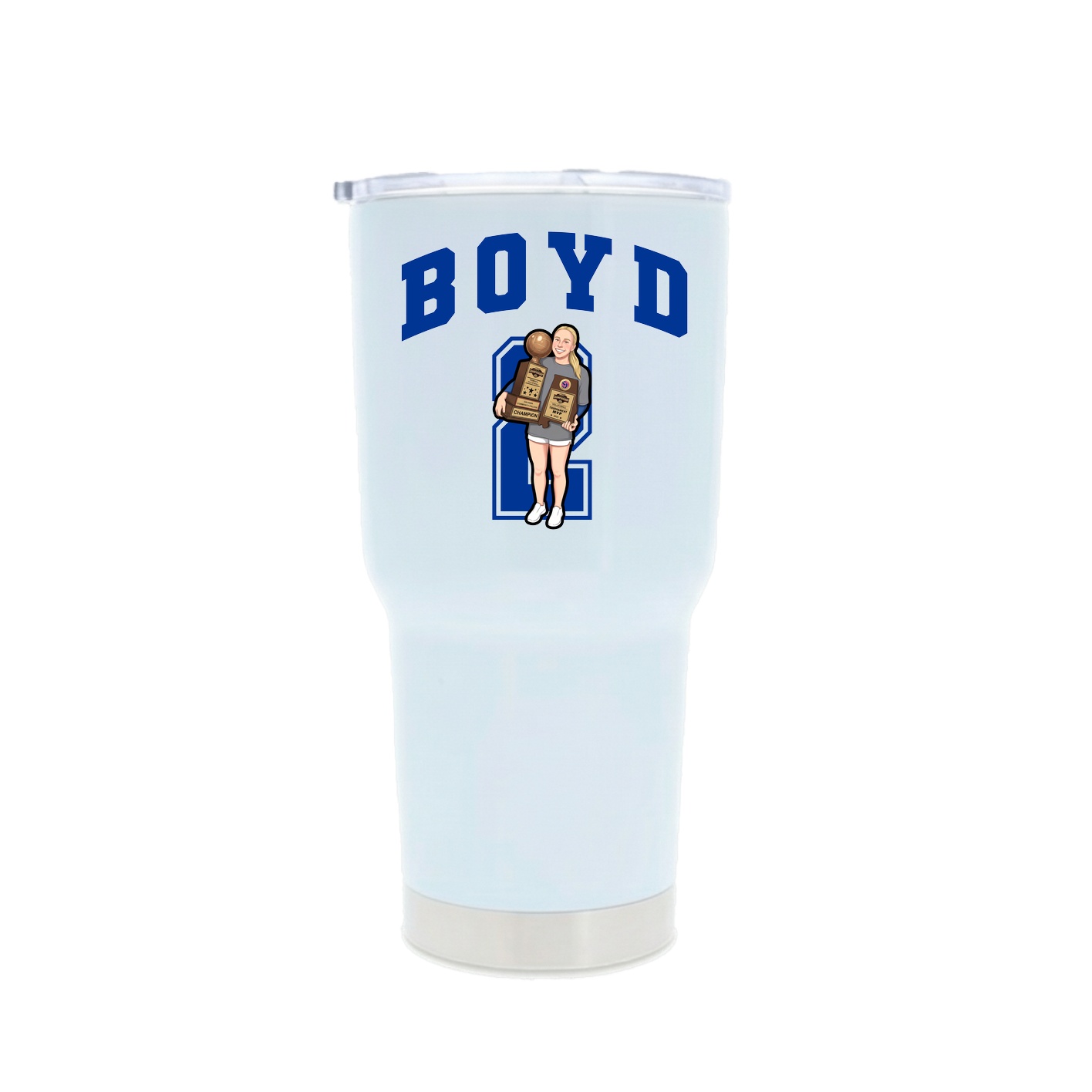 30oz Stainless Steel Tumbler — Number in White