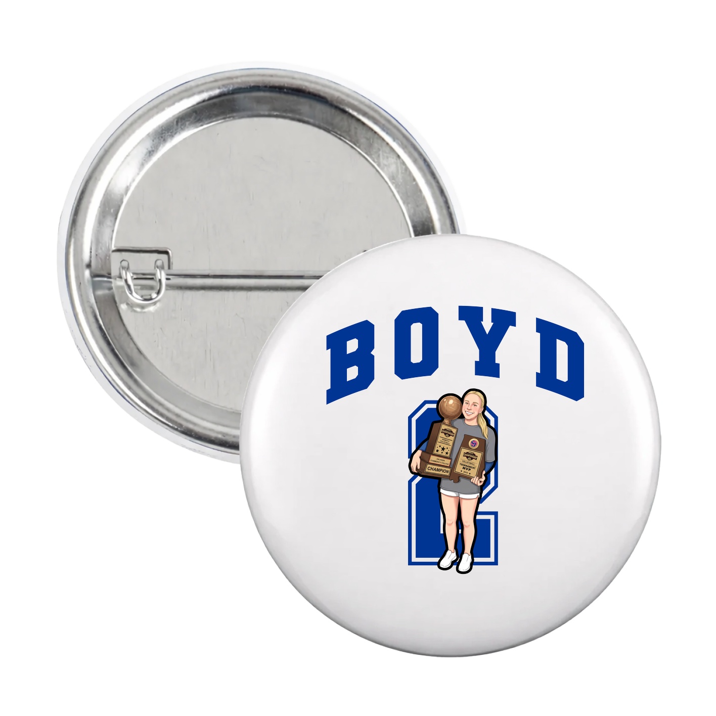 Game Day Button — Number in White