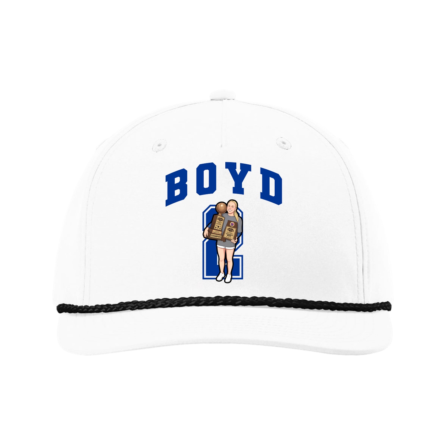Five-Panel Classic Rope Cap — Number in White