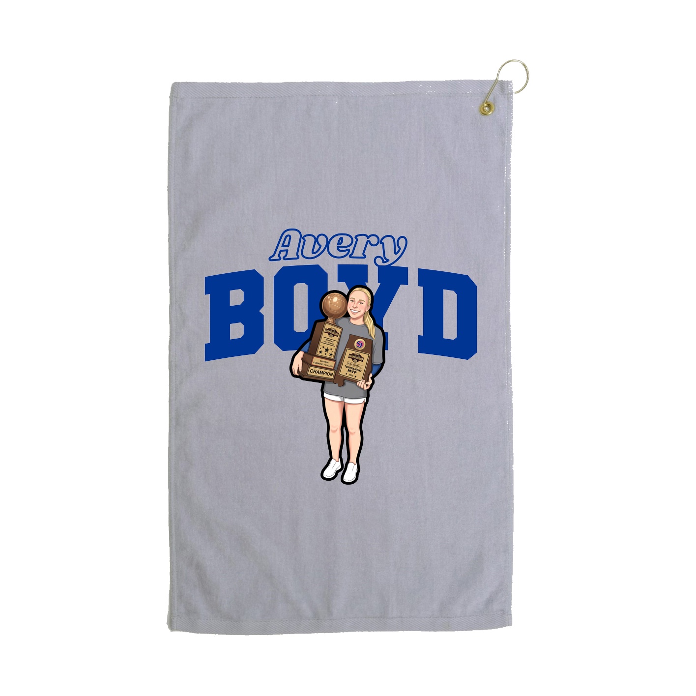 Golf Towel — Name Arch in Grey