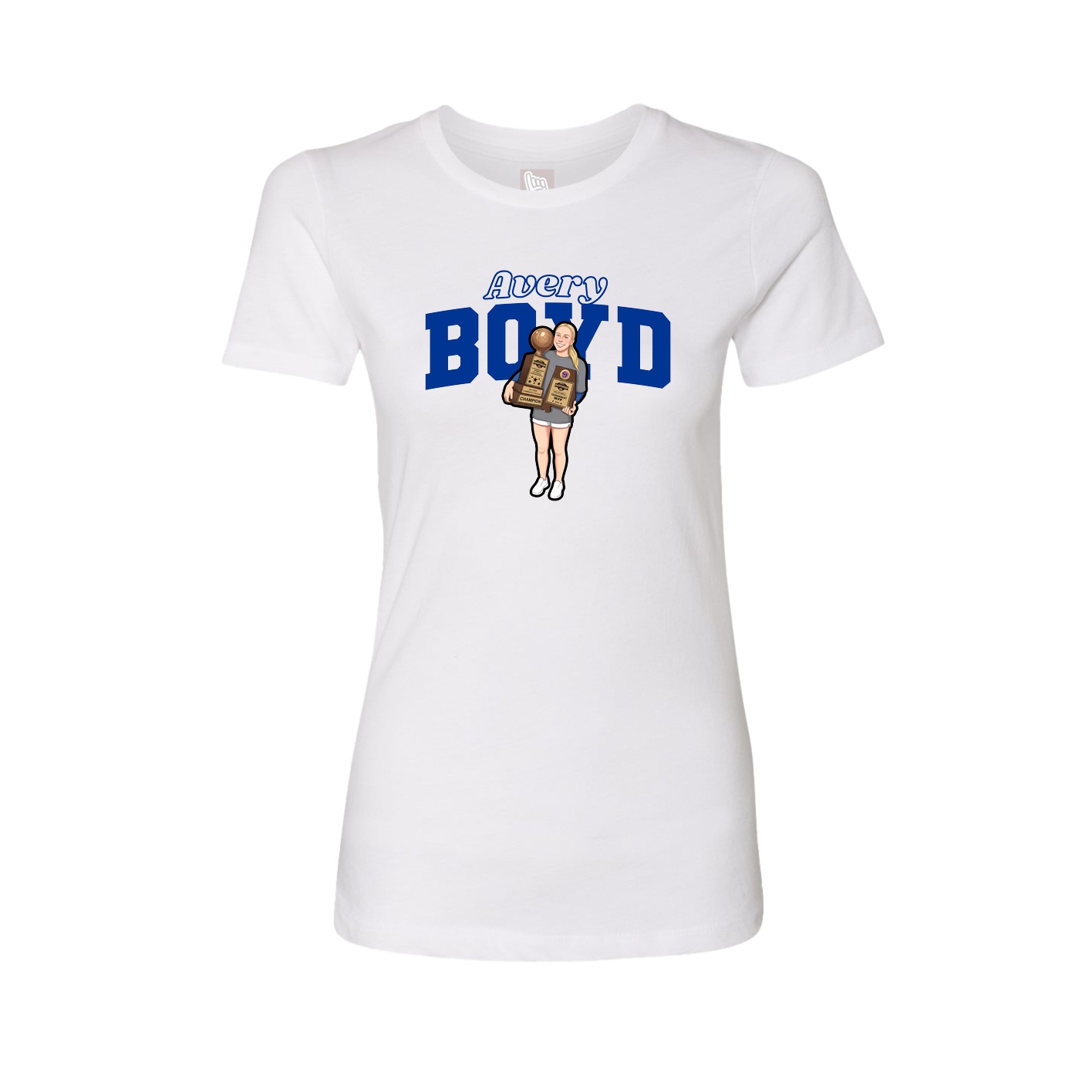 Fitted Women's Tee — Name Arch in White