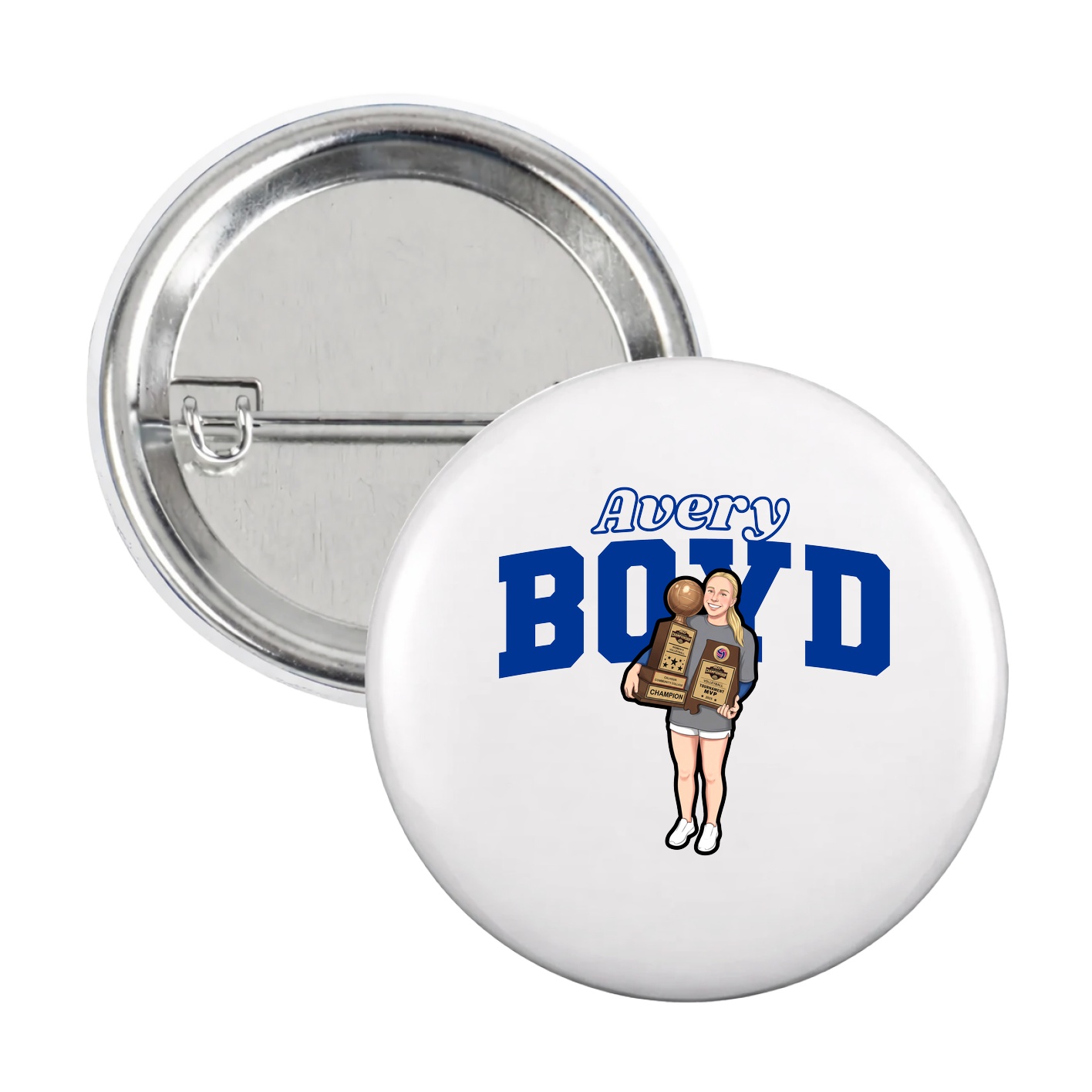 Game Day Button — Name Arch in White