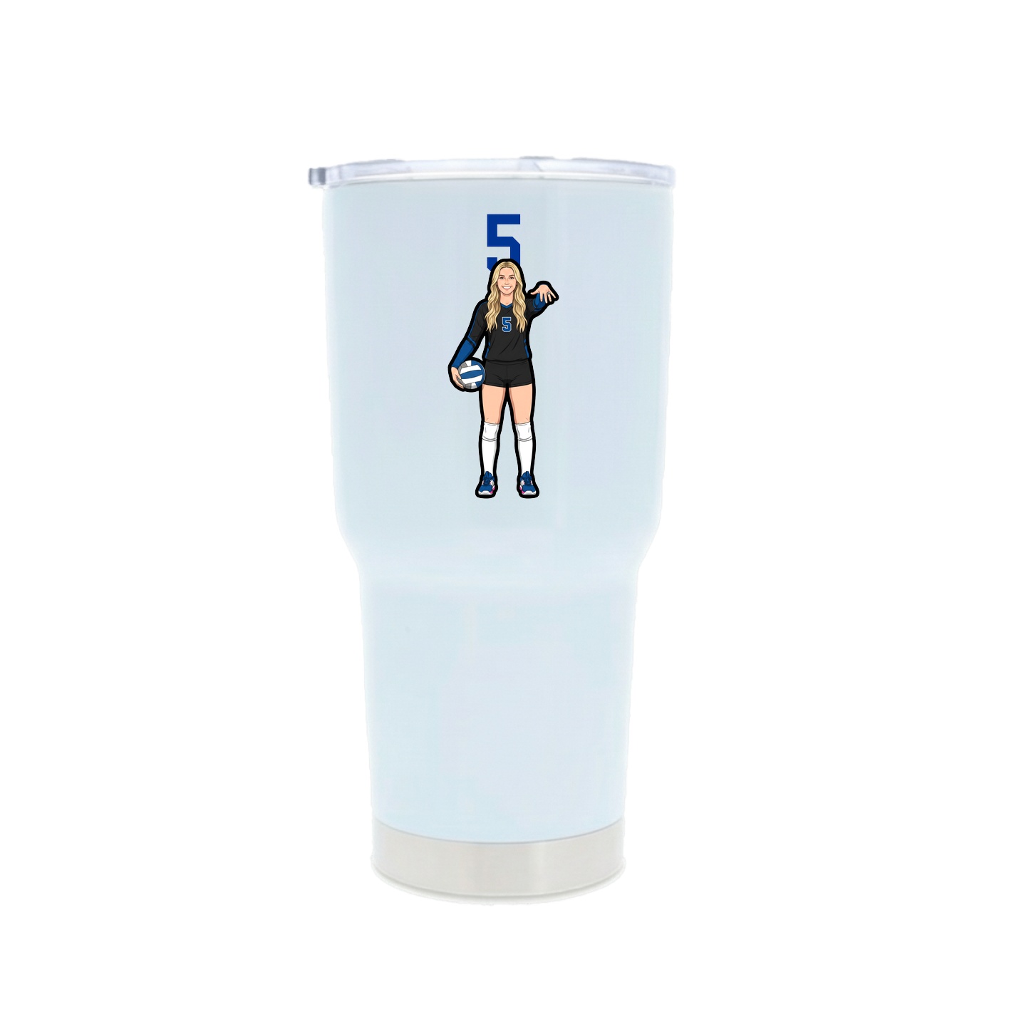30oz Stainless Steel Tumbler — Number Top in White
