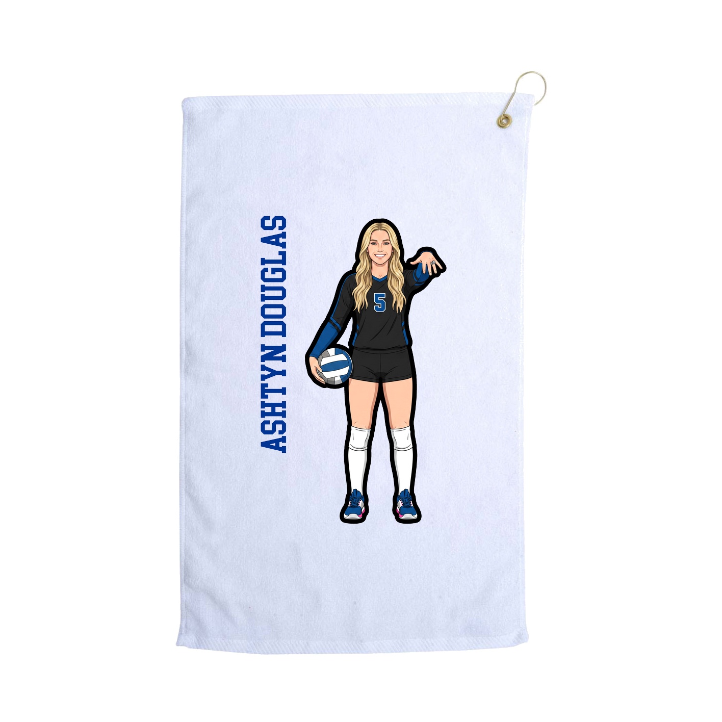 Golf Towel — Name Vertical in White