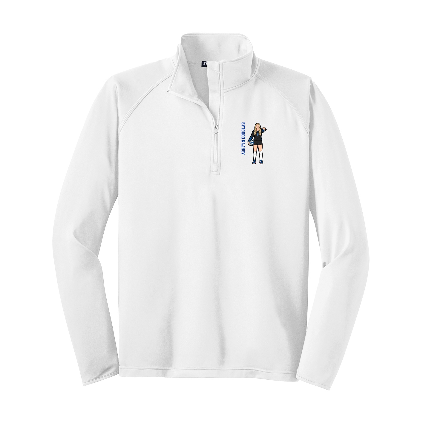 Q-Zip Pullover — Name Vertical in White