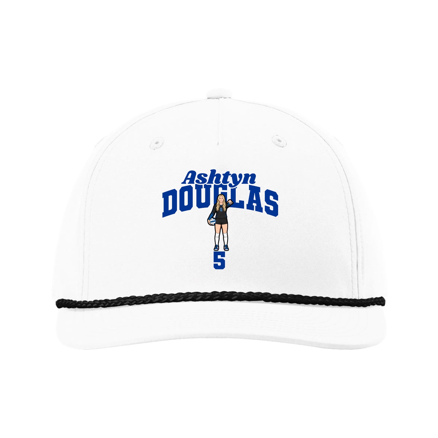 Five-Panel Classic Rope Cap — Signature Arch in White