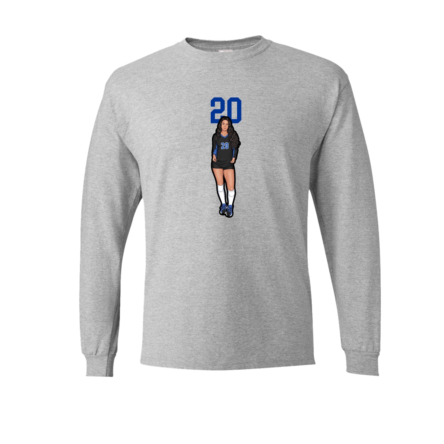 Long Sleeve Tee — Number Top in Grey