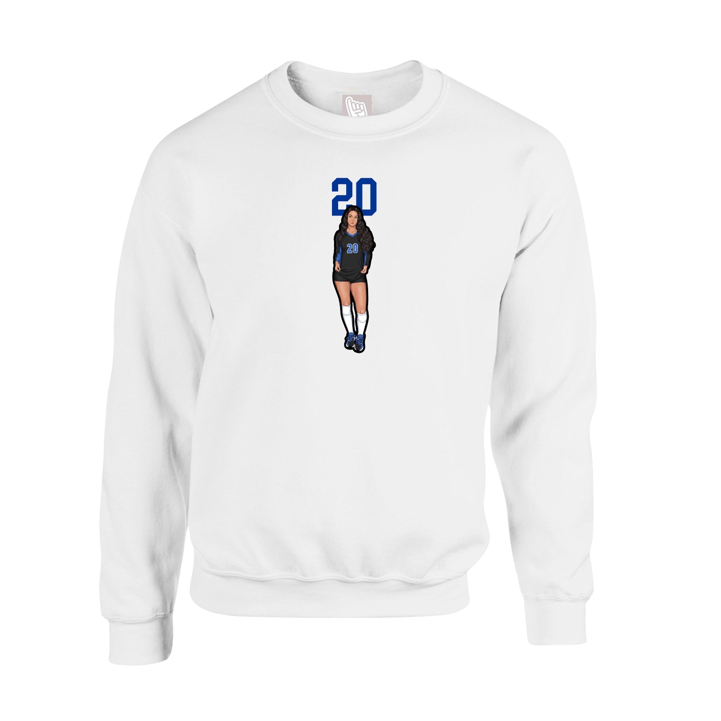 Fleece Crew — Number Top in White