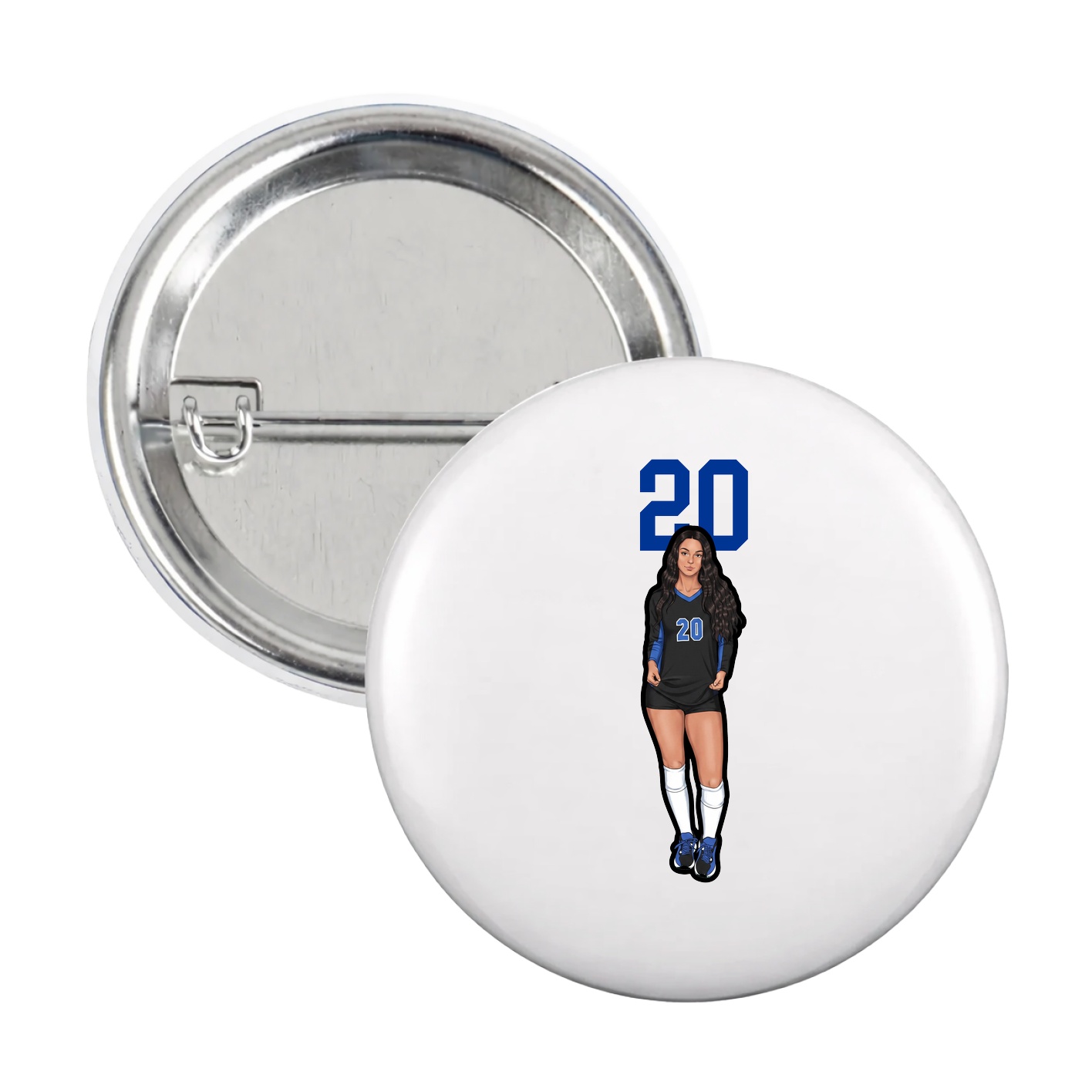 Game Day Button — Number Top in White