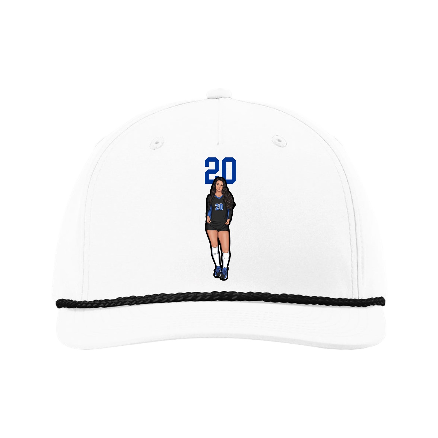 Five-Panel Classic Rope Cap — Number Top in White