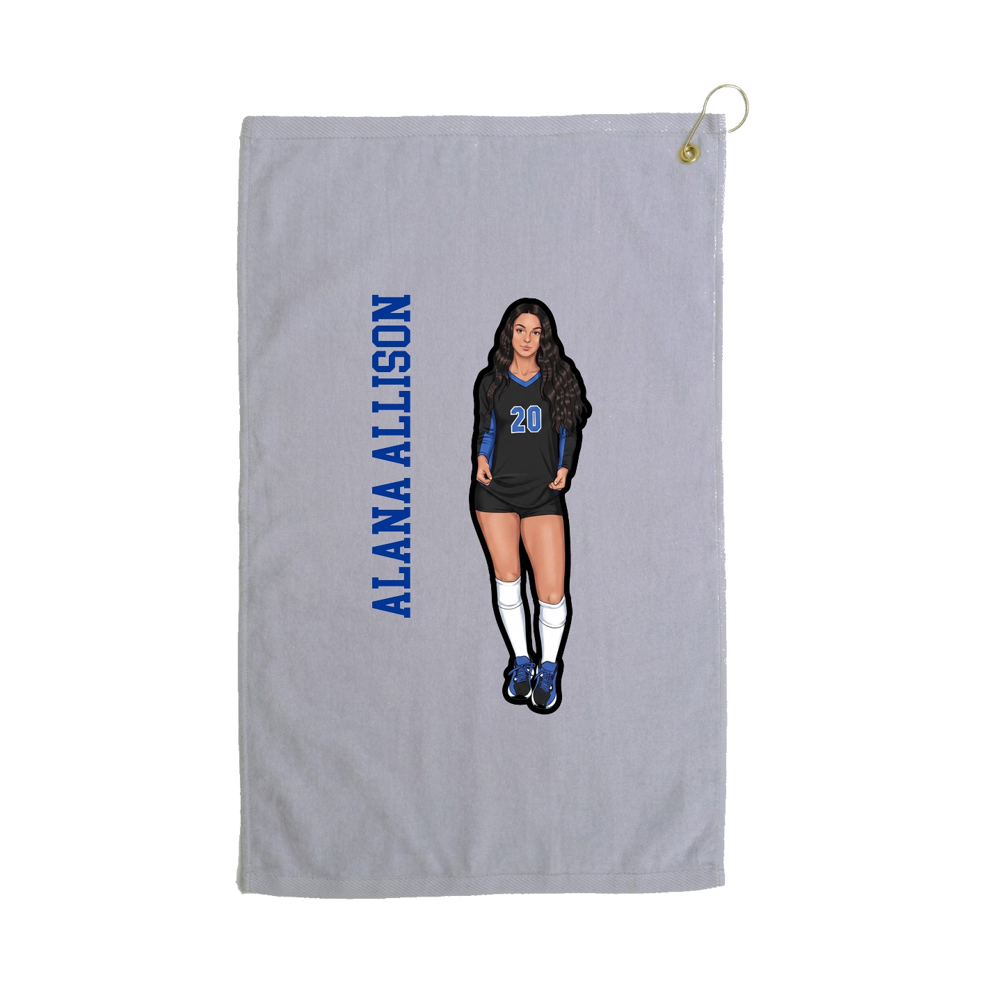 Golf Towel — Name Vertical in Grey
